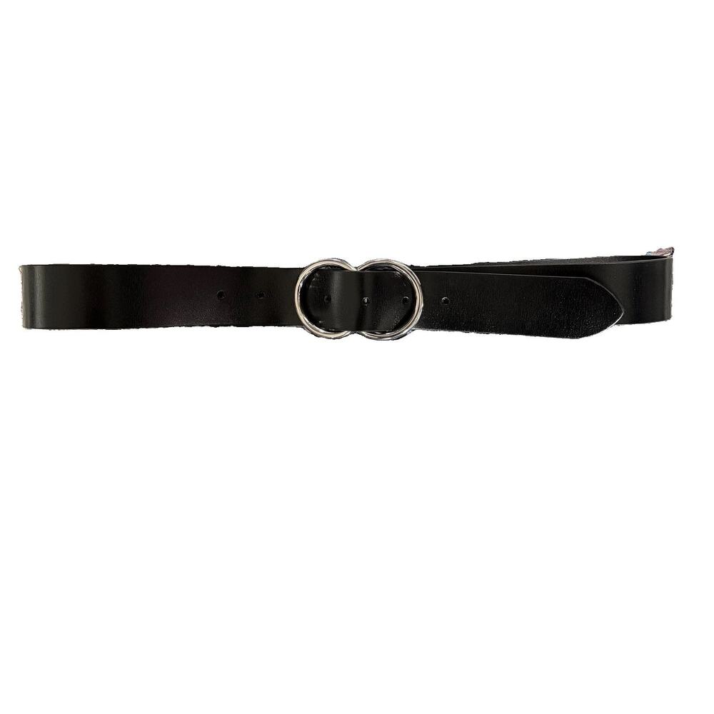 Belt Womens Small Black Leather Double Ring D-Ring Buckle Fashion Waist Hip